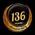136 years anniversary. Elegant anniversary design. 136th logo.