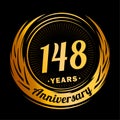 148 years anniversary. Elegant anniversary design. 148th logo.