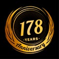 178 years anniversary. Elegant anniversary design. 178th logo. Royalty Free Stock Photo