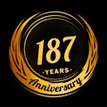 187 years anniversary. Elegant anniversary design. 187th logo. Royalty Free Stock Photo