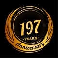 197 years anniversary. Elegant anniversary design. 197th logo. Royalty Free Stock Photo