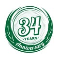34 years anniversary. Elegant anniversary design. 34th logo. Royalty Free Stock Photo