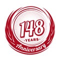 148 years anniversary. Elegant anniversary design. 148th logo.