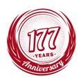 177 years anniversary. Elegant anniversary design. 177th logo. Royalty Free Stock Photo