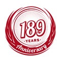 189 years anniversary. Elegant anniversary design. 189th logo. Royalty Free Stock Photo