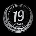 19 years anniversary. Elegant anniversary design. 19th logo.