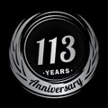 113 years anniversary. Elegant anniversary design. 113rd logo.