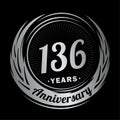 136 years anniversary. Elegant anniversary design. 136th logo.