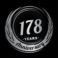 178 years anniversary. Elegant anniversary design. 178th logo. Royalty Free Stock Photo