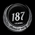 187 years anniversary. Elegant anniversary design. 187th logo. Royalty Free Stock Photo