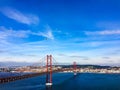 25th of April Bridge in Lisabon, panoramic view Royalty Free Stock Photo