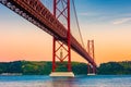 25th of April Bridge Lisbon Portugal at Sunset Royalty Free Stock Photo