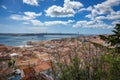 25th april bridge, Tagus river with ship and Lisbon Royalty Free Stock Photo