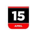 15th April calendar page icon. 15 Apr day