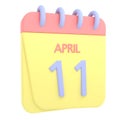 11th April 3D calendar icon