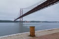 The 25th of April (25 de Abril) suspension bridge over Tagus river in Lisbon Royalty Free Stock Photo