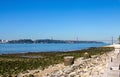 The 25th of April Suspension Bridge over the Tagus river in Lisbon, Portugal Royalty Free Stock Photo