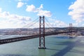 25th of April Suspension Bridge over the Tagus river in Lisbon, Royalty Free Stock Photo