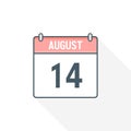 14th August calendar icon. August 14 calendar Date Month icon vector illustrator