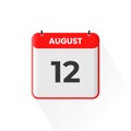 12th August calendar icon. August 12 calendar Date Month icon vector illustrator