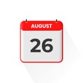 26th August calendar icon. August 26 calendar Date Month icon vector illustrator