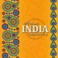 15th of August India Independence Day. Greeting card with paisley ornament