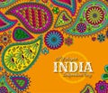 15th of August India Independence Day. Greeting card with paisley ornament