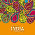 15th of August India Independence Day. Greeting card with paisley ornament