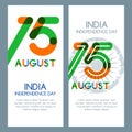 15th of August, India Independence Day. Vector multicolor banners and backgrounds.