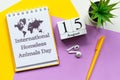 15th august - International Homeless Animals Day. Fifteenth day month calendar concept on wooden blocks with copy space Royalty Free Stock Photo