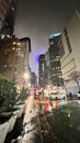 8th avenue from Columbus Circle in New York City at night, USA Royalty Free Stock Photo