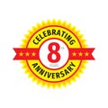 8th birthday badge logo design. Eight years anniversary banner emblem. Abstract geometric poster.