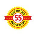 55th birthday badge logo design. Fifty five anniversary banner emblem. Abstract geometric poster.