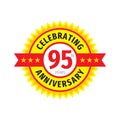 95th birthday badge logo design. Ninety five years anniversary banner emblem. Abstract geometric poster.