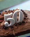 A 50th birthday cake candle Royalty Free Stock Photo