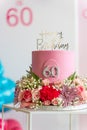 60th Birthday cake with decorations - close up view