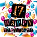 17th Birthday celebration with gold balloons Royalty Free Stock Photo