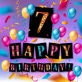 7th Birthday Celebration greeting card Design