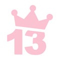 13th birthday pink icon illustration