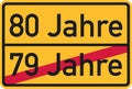 80th birthday - roadsign german