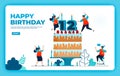 12th birthday vector illustration with health protocol. happy quarantine birthday party. birthday sign. online birthday card. For