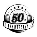 50 years anniversary design template. 50th anniversary celebrating logo design. 50years logo. Royalty Free Stock Photo