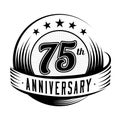 75 years anniversary design template. 75th anniversary celebrating logo design. 75years logo. Royalty Free Stock Photo