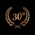 30 years anniversary celebration design template. 30th anniversary logo. Royalty Free Stock Photo
