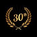 30 years anniversary celebration design template. 30th anniversary logo. Royalty Free Stock Photo
