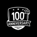 100 years anniversary celebration shield design template. 100th anniversary logo. Vector and illustration. Royalty Free Stock Photo