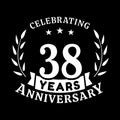 38 years anniversary celebration logotype. 38th anniversary logo. Vector and illustration.