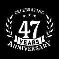 47 years anniversary celebration logotype. 47th anniversary logo. Vector and illustration.