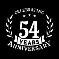 54 years anniversary celebration logotype. 54th anniversary logo. Vector and illustration.