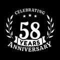 58 years anniversary celebration logotype. 58th anniversary logo. Vector and illustration.